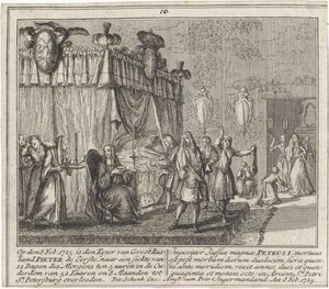 Śmierć Piotra Wielkiego 8 lutego 1725 r. 1727 autorstwa Leonard Schenk