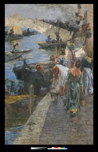 Pożar w Chioggii, 1905 autorstwa Leonardo Bazzaro