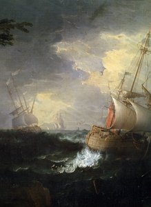 ""tempete en mer"" (Wzburzone morze) Szczegół. Peinture de Leonardo Coccorante (1680-1750) 18eme siecle Musee des Beaux Arts de Mikalojus Konstantinas Ciurlionis, Kowno, Litwa