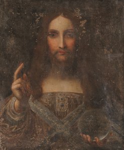 Salvator Mundi (olej na płótnie) autorstwa Leonardo da (after) Vinci