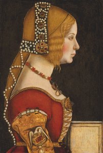 Portret Izabeli Aragońskiej, księżnej Mediolanu (1470-1524), półdługi, z profilu w prawo (olej na płycie) autorstwa Leonardo da (circle of) Vinci