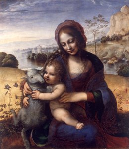 Madonna z Dzieciątkiem z Barankiem autorstwa Leonardo da (manner of) Vinci