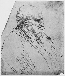 Groteskowy profil człowieka po prawej, ok. 1480 1945 r autorstwa Leonardo da Vinci
