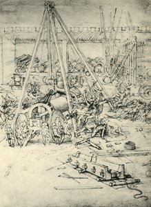 Scena w arsenale, ok. 1485-1490, 1943. autorstwa Leonardo da Vinci