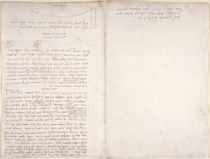 Arundel 263, f.166v, f.163 Notatki i diagramy dotyczące lotu ptaków, z „Codex Arundel”, c.1500-5 (pióro i atrament na papierze) autorstwa Leonardo da Vinci