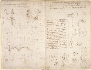Arundel 263, f.221v, f.220 Notatki, diagramy i szkice z „Codex Arundel” (pióro i tusz na papierze) autorstwa Leonardo da Vinci
