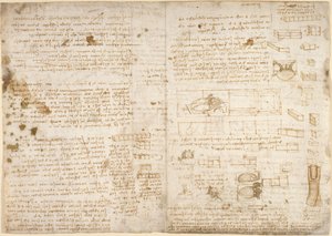 Arundel 263, f.223 Notatki, diagramy i szkice z „Codex Arundel” (pióro i atrament na papierze) autorstwa Leonardo da Vinci