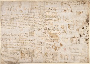Arundel 263, f.223v Notatki i diagramy z „Codex Arundel” (pióro i atrament na papierze) autorstwa Leonardo da Vinci
