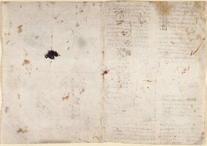 Arundel 263, f.225v, f.230 Rysunki dotyczące sił i sił mechanicznych, perkusji, grawitacji, ruchu, optyki i astronomii, z różnymi propozycjami arytmetycznymi i geometrycznymi (pióro i tusz na papierze) autorstwa Leonardo da Vinci