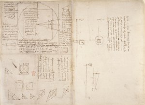 Arundel 263, f.72v, f.69 Uwagi i diagramy dotyczące mechaniki i środka ciężkości, z „Codex Arundel”, c.1503-5 (pióro i atrament na papierze) autorstwa Leonardo da Vinci
