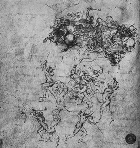 Bitwa jeźdźców i żołnierzy piechoty, ok. 1480 1945 r autorstwa Leonardo da Vinci