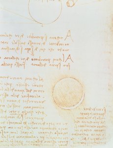 Szczegóły fol. 2r, z Codex Leicester, pokazujący zewnętrzną jasność księżyca autorstwa Leonardo da Vinci