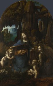 Madonna of the Rocks (do ołtarza San Francesco w Mediolanie). Około 1491/92-99 i 1506-08 autorstwa Leonardo da Vinci