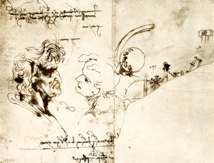 Warcaby dwóch męskich głów autorstwa Leonardo da Vinci