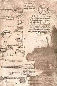 Rysunek instrumentów muzycznych i innych przedmiotów, c1472-c1519 1883 autorstwa Leonardo da Vinci
