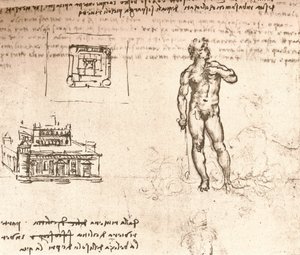 Rysunek planów zamku i aktu, obmyty tuszem indyjskim, c1472-c1519 1883 autorstwa Leonardo da Vinci