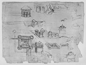Rysunki Zamku Kwadratowego, ok. 1480 1945 r. autorstwa Leonardo da Vinci