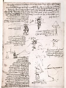 Fragment rękopisu Da Vinci: Oryginalny manuskrypt opisujący zasadę działania i budowę "spadochronu" (manuskrypt) autorstwa Leonardo da Vinci
