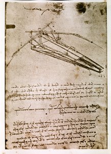 Fragment rękopisu Da Vinci opisującego zasadę działania i budowę "latającej maszyny" (rękopis) autorstwa Leonardo da Vinci