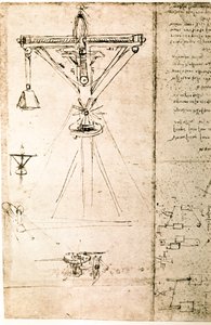 Fragment manuskryptu Da Vinci opisującego zasadę działania i budowę "żurawia" (manuskrypt) autorstwa Leonardo da Vinci