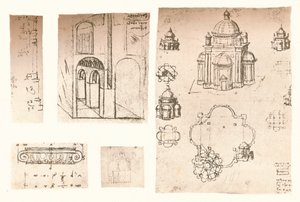 Pięć rysunków architektonicznych, c1472-c1519 1883 autorstwa Leonardo da Vinci