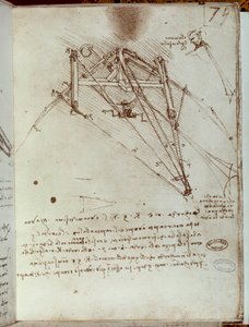 Latająca maszyna rysunek. Rękopis Leonarda De Vinci (Leonardo da Vinci autorstwa Leonardo da Vinci