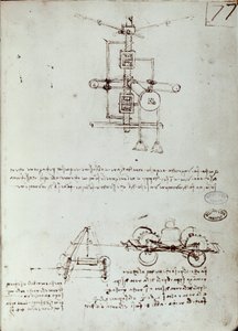 Latająca maszyna rysunek. Rękopis Leonarda De Vinci (Leonardo da Vinci autorstwa Leonardo da Vinci