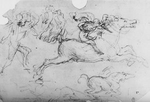 Galopujący jeździec i inne postacie, c1480 1945 autorstwa Leonardo da Vinci