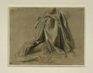 Studium ubioru dla postaci klęczącej w zagubionym profilu autorstwa Leonardo da Vinci