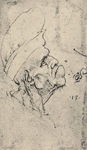 Groteskowy profil mężczyzny noszącego kapelusz po prawej stronie, c1480 1945 autorstwa Leonardo da Vinci
