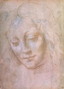 Głowa kobiety (metalowa końcówka podwyższona gwaszem) autorstwa Leonardo da Vinci