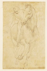 Koń i jeździec, ok. 1480 (srebro na papierze) autorstwa Leonardo da Vinci