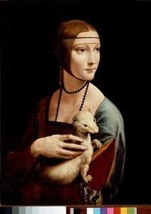 Dama z łasiczką, portret Cecylii Gallerani, ok. 1490 (olej i tempera na panelu) autorstwa Leonardo da Vinci