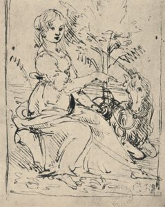 Panna z jednorożcem, c1478-1480 1945 autorstwa Leonardo da Vinci