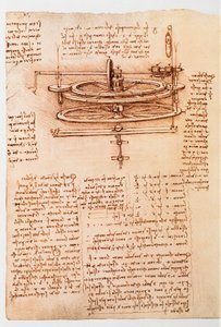 Ms 8937 fol.142r Studium na koło wodne, „Codex Madrid I”, c.1493-97 (pióro i atrament na papierze) autorstwa Leonardo da Vinci