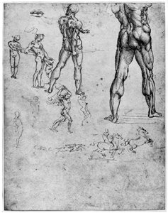 Studia aktów do Bitwy pod Anghiari, c1503-1505 1954 autorstwa Leonardo da Vinci