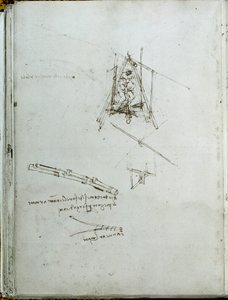 Nauka i technika: rękopis o maszynach latających, przodek śmigłowca. Księga Leonarda da Vinci (Leonardo da Vinci) (1452-1519). Około 1487 r. Paryż, Biblioteka Institut de France autorstwa Leonardo da Vinci