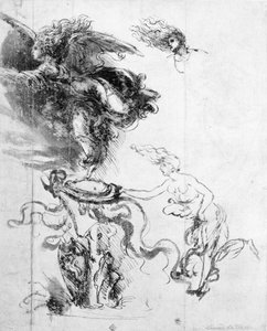 Sylwetka anioła (pióro i atrament na papierze) autorstwa Leonardo da Vinci