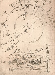 Szkicowa mapa Mediolanu, c1472-c1519 1883 autorstwa Leonardo da Vinci