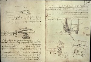 Badania śmigieł i maszyn latających autorstwa Leonardo da Vinci