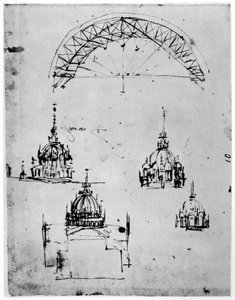 Studia nad centralną kopułą katedry w Mediolanie, koniec XV w. 1954. autorstwa Leonardo da Vinci