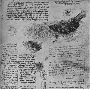 Badania formowania się wody w ruchu, ok. 1480 1945 r autorstwa Leonardo da Vinci