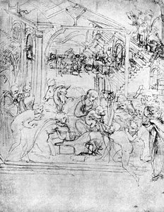 Studium Adoracji Trzech Króli, XV w. 1930. autorstwa Leonardo da Vinci