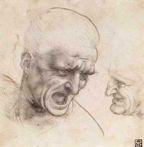 Studium głów dwóch wojowników w bitwie pod Anghiari autorstwa Leonardo da Vinci