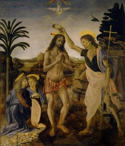 Chrzest Chrystusa, ok. 1470-1475 autorstwa Leonardo da Vinci