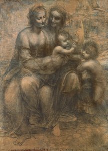 Dziewica z Dzieciątkiem ze św. Anną i Dzieciątkiem św. Jan Chrzciciel, ok. 1499-1500 (węgiel wzbogacony białą kredą na papierze, oprawiony na płótnie)