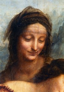 Twarz św. Anny, fragment Matki Boskiej z Dzieciątkiem ze św. Anną autorstwa Leonardo da Vinci