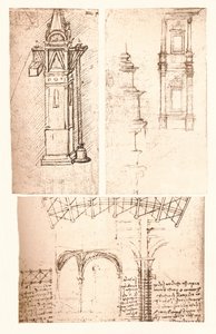 Trzy rysunki architektoniczne, c1472-c1519 1883 autorstwa Leonardo da Vinci