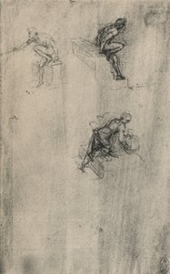 Dwie siedzące akty i kobieta myjąca, ok. 1480 1945 r. autorstwa Leonardo da Vinci