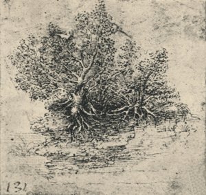 Dwa drzewa nad brzegiem potoku, ok. 1480 1945 autorstwa Leonardo da Vinci